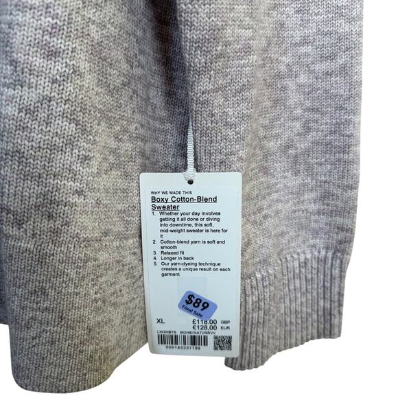 NEW Lululemon Boxy Sweater Womens XL Cotton-Blend Roll NeckPink Relaxed Fit $128 - Picture 6 of 6